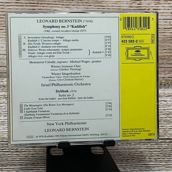 Bernstein Conducts Bernstein Symphony No.3 Kaddish‎ Dybukk Suite No.2 [1988 CD] - Picture 2 of 6